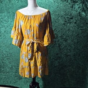 Jaase Yellow Floral Off-Shoulder Mini Dress 286